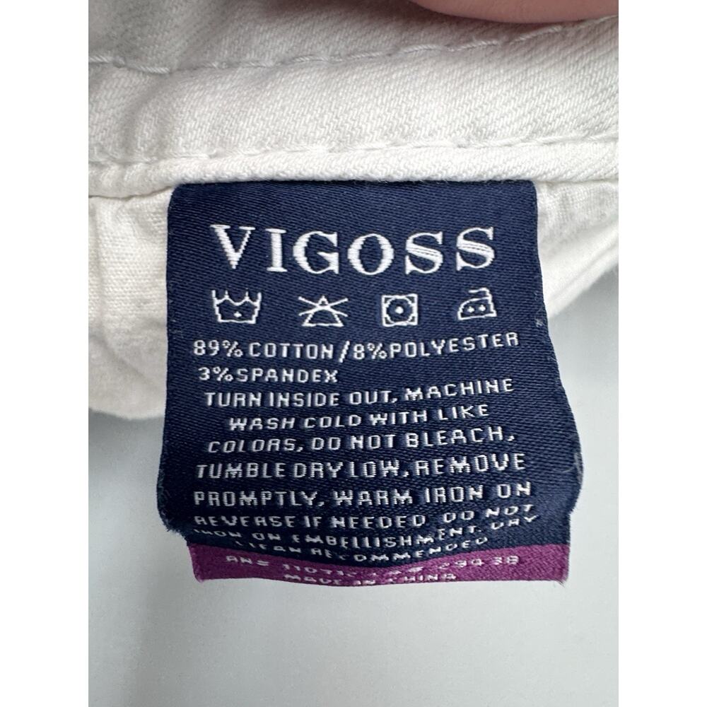 Women's‎ VIGOSS The Chelsea Capri Denim White Size 30x21 Embroidered Pockets - Picture 12 of 13